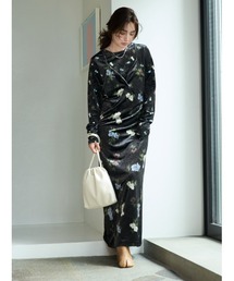 バックシャンベロアキャミワンピース