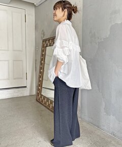 Uhr / ドットボリュームチュニック/長袖ワンピース/FREE/コットン/BLK/ドット/122211033 Uhr/ウーア】ドットボリュームチュニック/ミニワンピース（シャツ