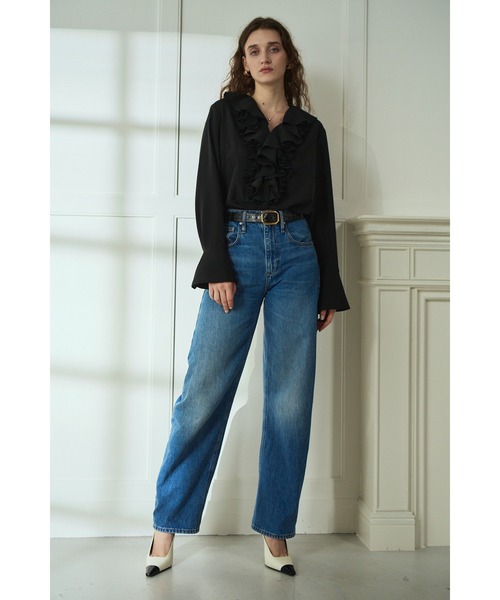 Estella.K(エステラケー)の「Becca Ruffled Blouse ラッフルプリーツブラウス(シャツ/ブラウス・レディース・ブラック/オフホワイト・FREE)」の8枚目の写真