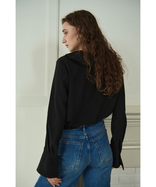 Estella.K(エステラケー)の「Becca Ruffled Blouse ラッフルプリーツブラウス(シャツ/ブラウス・レディース・ブラック/オフホワイト・FREE)」の7枚目の写真