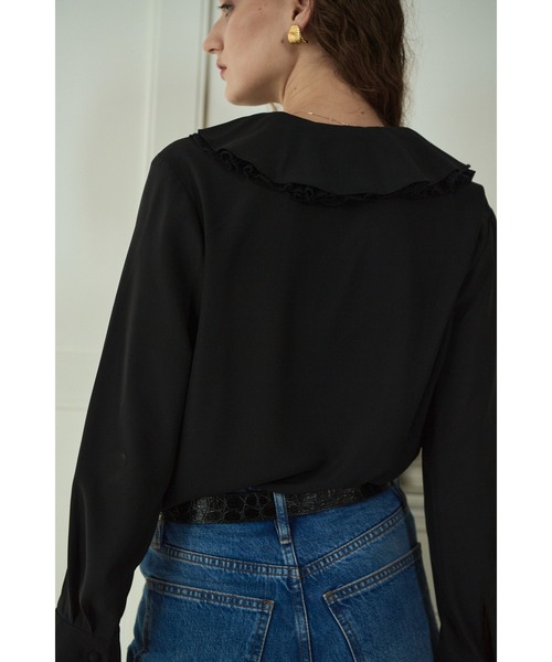 Estella.K(エステラケー)の「Becca Ruffled Blouse ラッフルプリーツブラウス(シャツ/ブラウス・レディース・ブラック/オフホワイト・FREE)」の16枚目の写真