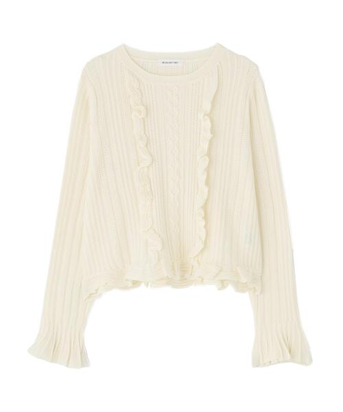 NATURAL BEAUTY BASIC（ナチュラルビューティーベーシック）の「◇ミニケーブルフリルニット（ニット/セーター・レディース・ネイビー/ラベンダー/オフホワイト・FREE）」の19枚目の写真