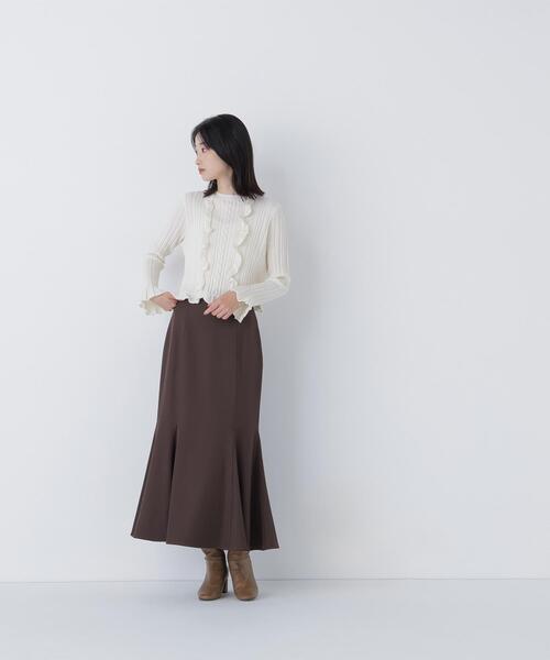 NATURAL BEAUTY BASIC（ナチュラルビューティーベーシック）の「◇ミニケーブルフリルニット（ニット/セーター・レディース・ネイビー/ラベンダー/オフホワイト・FREE）」の20枚目の写真