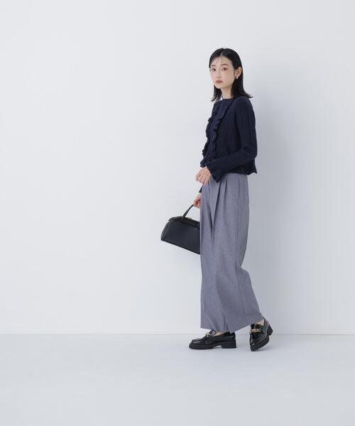 NATURAL BEAUTY BASIC（ナチュラルビューティーベーシック）の「◇ミニケーブルフリルニット（ニット/セーター・レディース・ネイビー/ラベンダー/オフホワイト・FREE）」の13枚目の写真