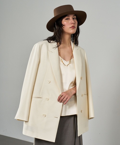 Chaos（カオス）の「Chaos(カオス)/ガランジャケット 【セットアップ可】（テーラードジャケット・レディース・オフホワイト/ブラック・FREE）」の2枚目の写真