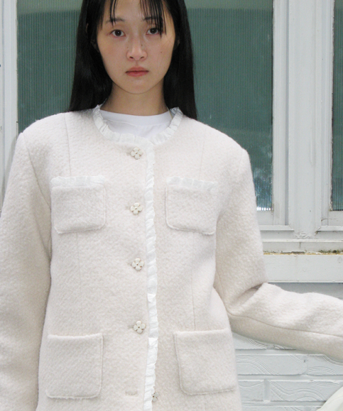 RONRON(ロンロン)の「LACE TORCHON TERRY WOOL TWEED JACKET CREAM(その他アウター・レディース・その他・FREE)」の5枚目の写真