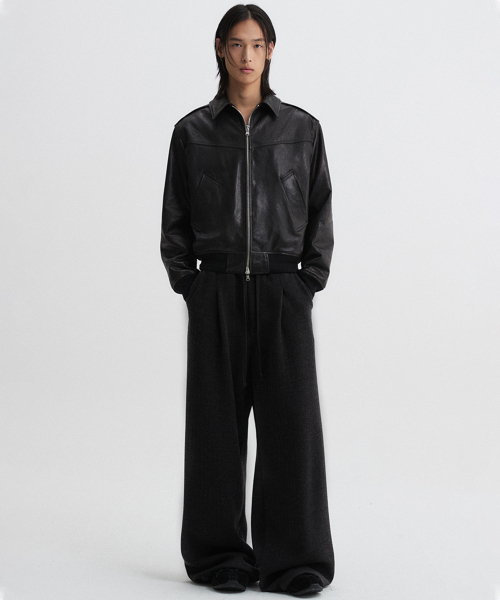 ニットバンディングワイドパンツブラック（その他パンツ）｜DNSR