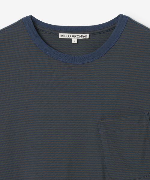 Millo Archive（ミロ アーカイブ）の「ストライプポケットTシャツ[ヴィンテージブルー]（Tシャツ/カットソー・メンズ・その他・MEDIUM/LARGE/X-LARGE）」の2枚目の写真