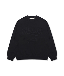 GLACK（グラック）の「GNT070 VHSライン刺繍クルーネックニット（ブラック）（ニット/セーター）」