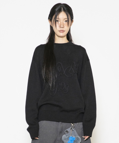 GLACK(グラック)の「GNT070 VHSライン刺繍クルーネックニット(ブラック)(ニット/セーター・レディース・その他・MEDIUM/LARGE)」の10枚目の写真