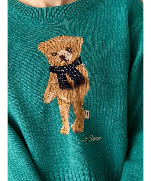 LILY BROWN（リリーブラウン）の「【WEB・一部店舗限定カラー】Lily Bearフリンジマフラーニットトップス（ニット/セーター・レディース・ターコイズブルー/ピンク/ホワイト/ネイビー/ライトブルー・F）」の10枚目の写真