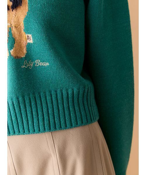 LILY BROWN（リリーブラウン）の「【WEB・一部店舗限定カラー】Lily Bearフリンジマフラーニットトップス（ニット/セーター・レディース・ターコイズブルー/ピンク/ホワイト/ネイビー/ライトブルー・F）」の13枚目の写真