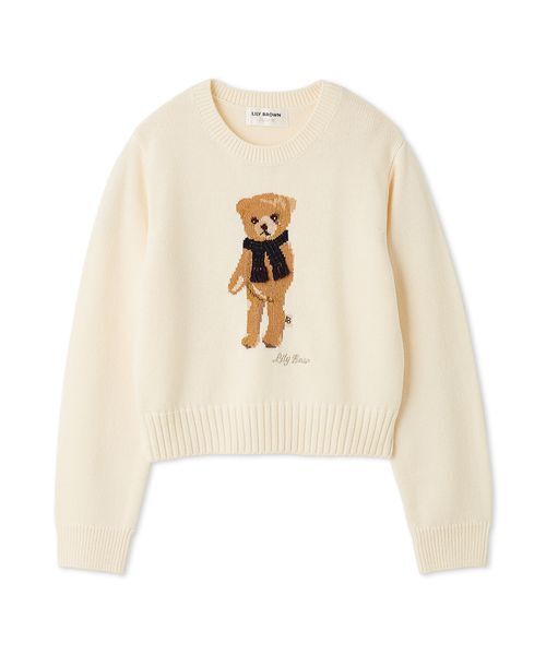 LILY BROWN（リリーブラウン）の「【WEB・一部店舗限定カラー】Lily Bearフリンジマフラーニットトップス（ニット/セーター・レディース・ターコイズブルー/ピンク/ホワイト/ネイビー/ライトブルー・F）」の17枚目の写真