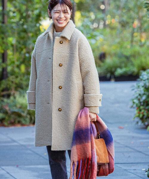 F by ROSSO(エフバイロッソ)の「F by ROSSO 『UR TECH』ブークレステンカラーコート(ステンカラーコート・レディース・ベージュ/ネイビー・FREE)」の7枚目の写真