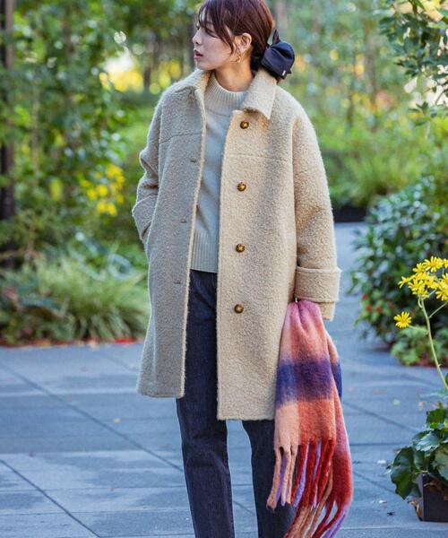 セール】F by ROSSO 『UR TECH』ブークレステンカラーコート（ステン