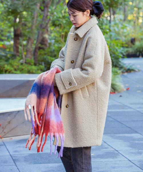 F by ROSSO(エフバイロッソ)の「F by ROSSO 『UR TECH』ブークレステンカラーコート(ステンカラーコート・レディース・ベージュ/ネイビー・FREE)」の9枚目の写真