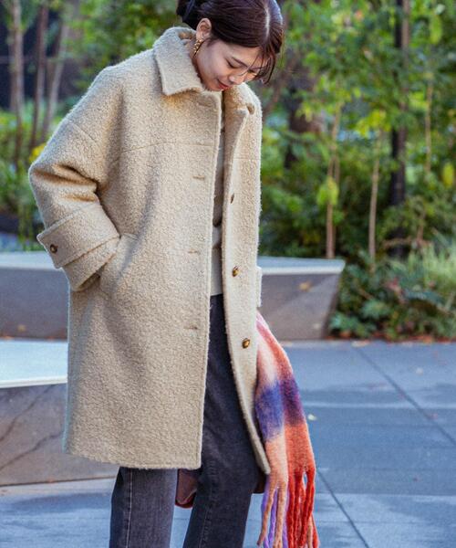 F by ROSSO(エフバイロッソ)の「F by ROSSO 『UR TECH』ブークレステンカラーコート(ステンカラーコート・レディース・ベージュ/ネイビー・FREE)」の10枚目の写真