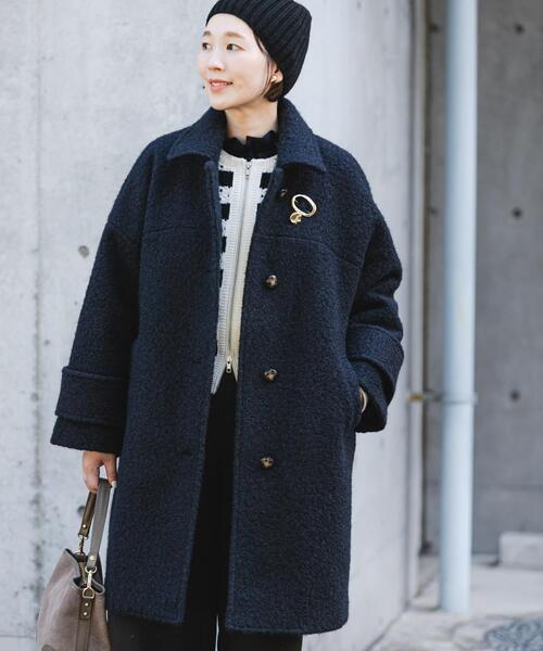 F by ROSSO(エフバイロッソ)の「F by ROSSO 『UR TECH』ブークレステンカラーコート(ステンカラーコート・レディース・ベージュ/ネイビー・FREE)」の21枚目の写真