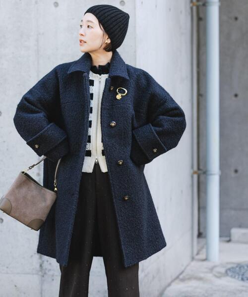 セール】F by ROSSO 『UR TECH』ブークレステンカラーコート（ステン