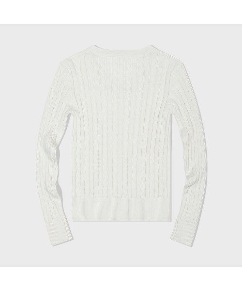 MOAA（モア）の「Cable Knit V-Neck Sweater (WHITE)（ニット/セーター・レディース・その他・SMALL/MEDIUM）」の4枚目の写真