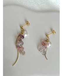 【SOARM】天然石×淡水パール アシンメトリーピアス(MA)