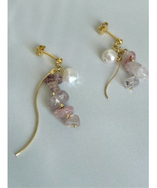 tone（トーン）の「【SOARM】天然石×淡水パール アシンメトリーピアス(MA)（ピアス（両耳用）・レディース・ピンク・FREE）」の6枚目の写真