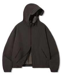 TRILLION（トリリオン）の「チェックパターンフードジップアップウィンドブレーカー_カーキブラウン（ナイロンジャケット）」