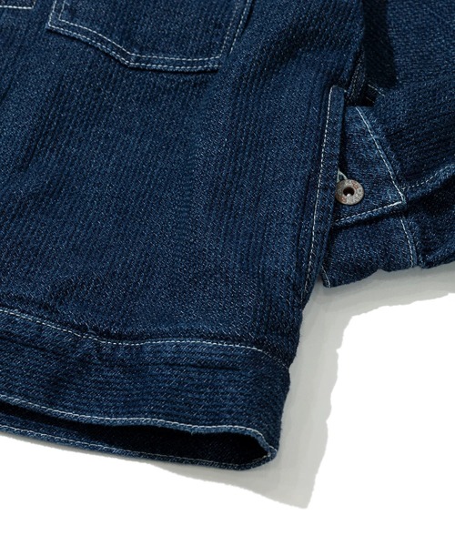 AOZORA(アオゾラ)の「AOZORA/アオゾラ 刺し子デニム ワイドトラッカーJKT(デニムジャケット・メンズ・インディゴブルー・X-LARGE/LARGE/MEDIUM)」の4枚目の写真