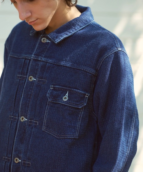 AOZORA(アオゾラ)の「AOZORA/アオゾラ 刺し子デニム ワイドトラッカーJKT(デニムジャケット・メンズ・インディゴブルー・X-LARGE/LARGE/MEDIUM)」の10枚目の写真