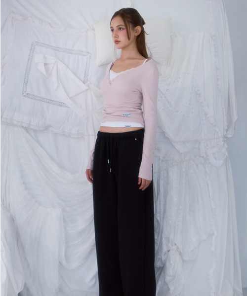 ROSEFRANTZ（ロゼフランツ）の「V-neck Button Long Sleeve [Pink]（Tシャツ/カットソー・レディース・PINK・OS）」の3枚目の写真