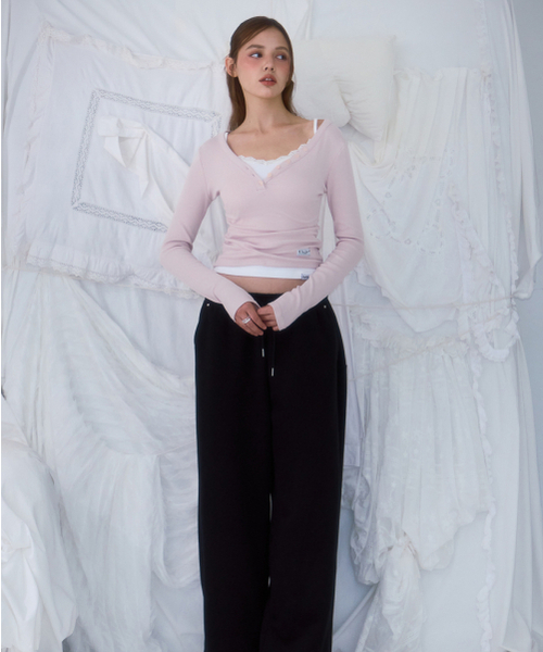 ROSEFRANTZ（ロゼフランツ）の「V-neck Button Long Sleeve [Pink]（Tシャツ/カットソー・レディース・PINK・OS）」の5枚目の写真
