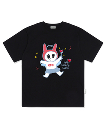 ラブキューピッドプリントオーバーサイズ半袖Tシャツブラック
