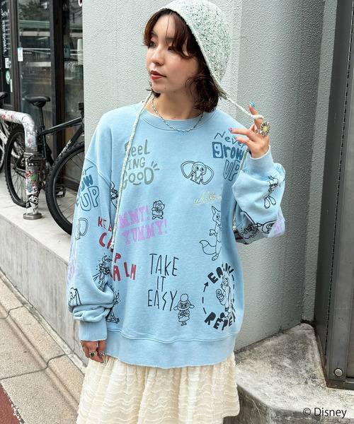 Disney】ズートピア/総柄VINTAGE加工スウェット ユニセックス