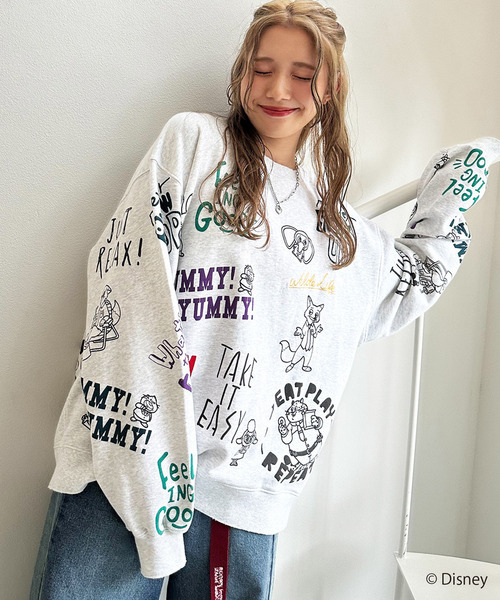 【Disney】ズートピア/総柄VINTAGE加工スウェット　ユニセックス