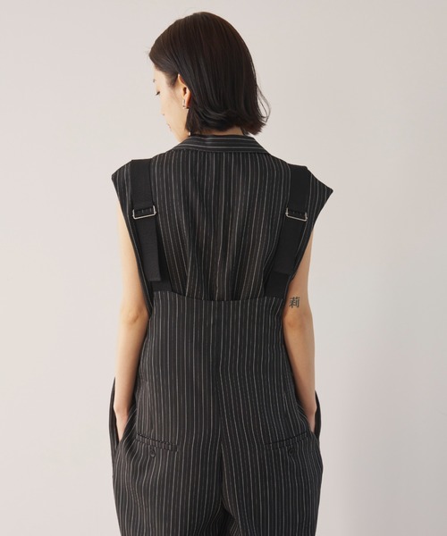 AIC.（エーアイシー）の「ヘリンボーンストライプサロペット/セットアップ可能（サロペット/オーバーオール・レディース・グレイッシュベージュ/ブラック・FREE）」の14枚目の写真