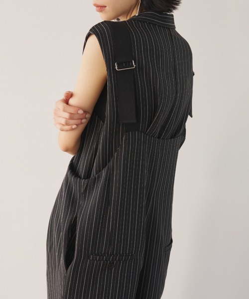 AIC.（エーアイシー）の「ヘリンボーンストライプサロペット/セットアップ可能（サロペット/オーバーオール・レディース・グレイッシュベージュ/ブラック・FREE）」の13枚目の写真