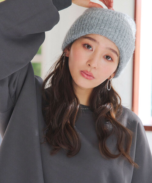 KOBE LETTUCE（コウベレタス）の「もっちりリブニット帽（ニットキャップ/ビーニー・レディース・グレー/ピンク/アイボリー/イエロー/ベージュ・FREE）」の3枚目の写真