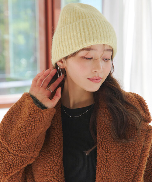 KOBE LETTUCE（コウベレタス）の「もっちりリブニット帽（ニットキャップ/ビーニー・レディース・グレー/ピンク/アイボリー/イエロー/ベージュ・FREE）」の5枚目の写真