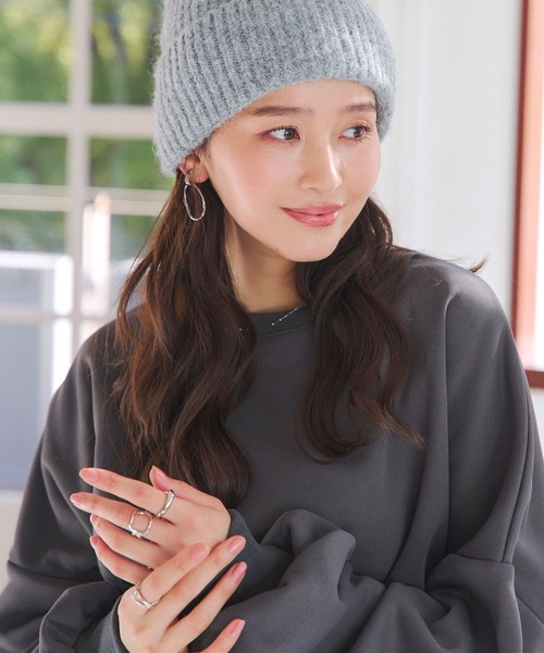 KOBE LETTUCE（コウベレタス）の「もっちりリブニット帽（ニットキャップ/ビーニー・レディース・グレー/ピンク/アイボリー/イエロー/ベージュ・FREE）」の7枚目の写真