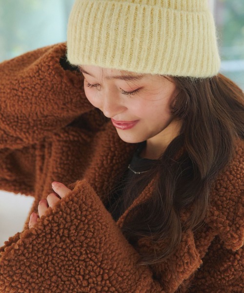 KOBE LETTUCE（コウベレタス）の「もっちりリブニット帽（ニットキャップ/ビーニー・レディース・グレー/ピンク/アイボリー/イエロー/ベージュ・FREE）」の9枚目の写真