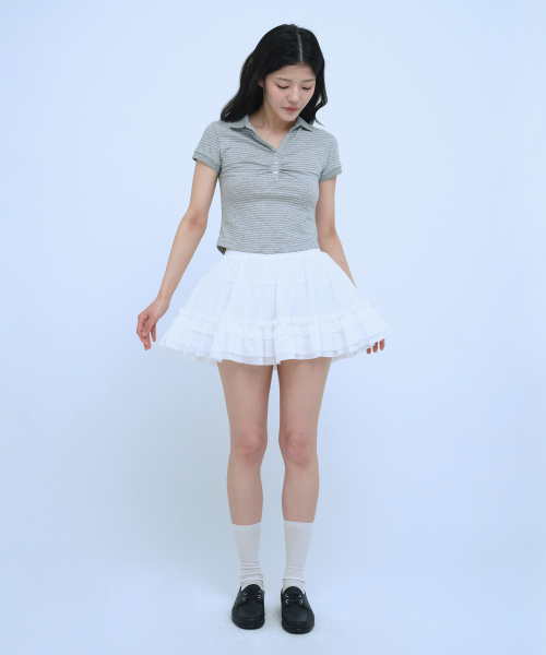 CURETTY（キュリティ）の「C SHIRRING CANCAN SKIRT_WHITE（スカート・レディース・ホワイト・SMALL）」の2枚目の写真