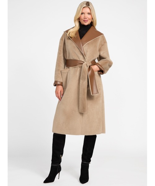 Guess(ゲス)の「INES Reversible Faux Lthr Coat ロングコート リバーシブル(ムートンコート・レディース・ベージュ・MEDIUM)」の7枚目の写真