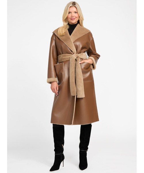 Guess(ゲス)の「INES Reversible Faux Lthr Coat ロングコート リバーシブル(ムートンコート・レディース・ベージュ・MEDIUM)」の10枚目の写真