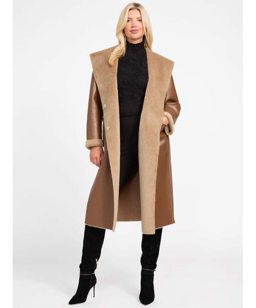 Guess(ゲス)の「INES Reversible Faux Lthr Coat ロングコート リバーシブル(ムートンコート・レディース・ベージュ・MEDIUM)」の11枚目の写真