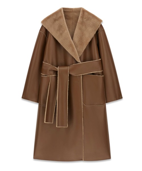 Guess(ゲス)の「INES Reversible Faux Lthr Coat ロングコート リバーシブル(ムートンコート・レディース・ベージュ・MEDIUM)」の16枚目の写真