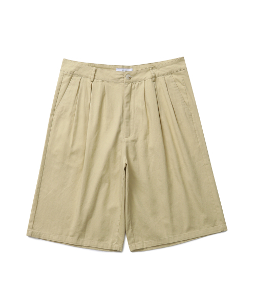 CONNECT KINLOCH(コネクトキンロック)の「バミューダツーピンタックチノハーフパンツ(ベージュ)(その他パンツ・メンズ・その他・MEDIUM/LARGE/X-LARGE)」の1枚目の写真