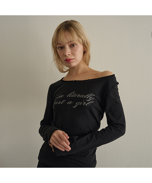 5OML(オーオーエムエル)の「レタリングレースロングスリーブ(ブラック)(Tシャツ/カットソー・レディース・ブラック・LARGE/MEDIUM)」の1枚目の写真