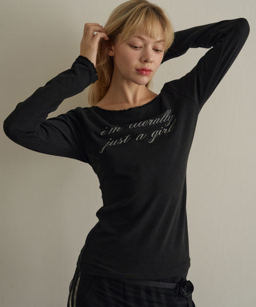 5OML(オーオーエムエル)の「レタリングレースロングスリーブ(ブラック)(Tシャツ/カットソー・レディース・ブラック・LARGE/MEDIUM)」の3枚目の写真