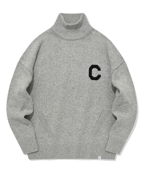 C Logo Tortoise Neck Knit Merange — свитер‑гольф с логотипом C, меренж