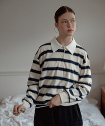 WIDE STRIPE STRING RUGBY SWEATSHIRTS_IVORY